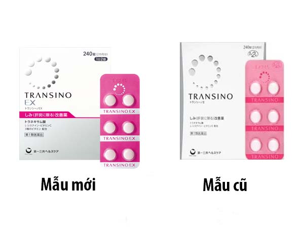 Viên uống trị nám tàn nhang Transino 240v Nhật Bản mẫu mới và mẫu cũ