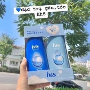 HS bộ màu xanh dương chăm sóc tóc hư tổn và đặc trị gàu