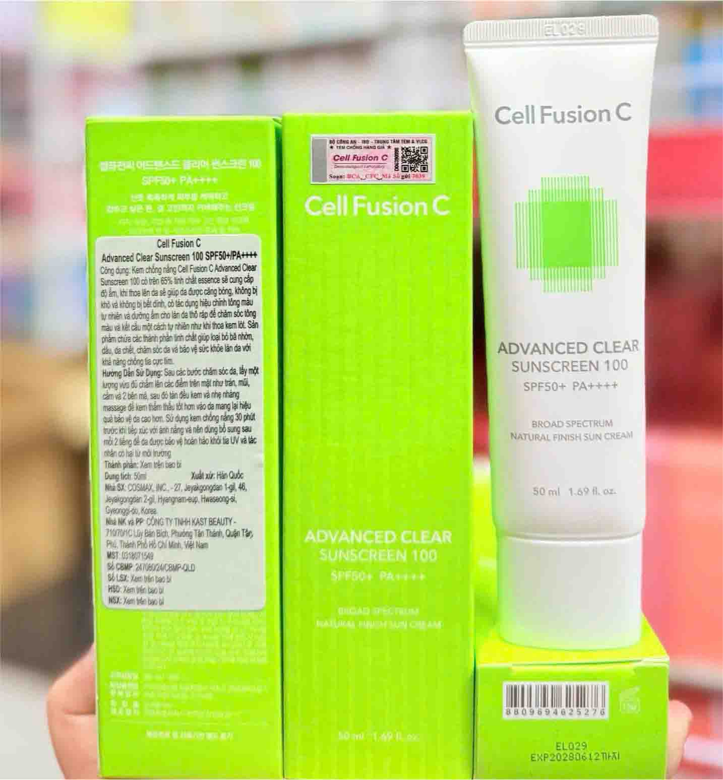 Kem chống nắng Cell Fusion C màu xanh mẫu mới