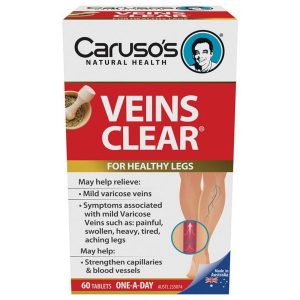 Viên uống hỗ trợ suy giãn tĩnh mạch Caruso's Veins Clear 60 viên của Úc