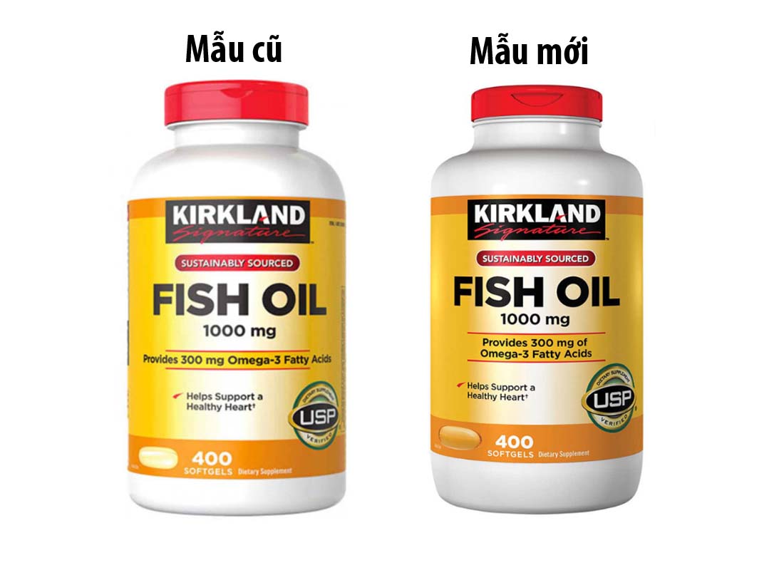 Dầu Cá Omega 3 Kirkland Signature Fish Oil 1000mg mẫu mới