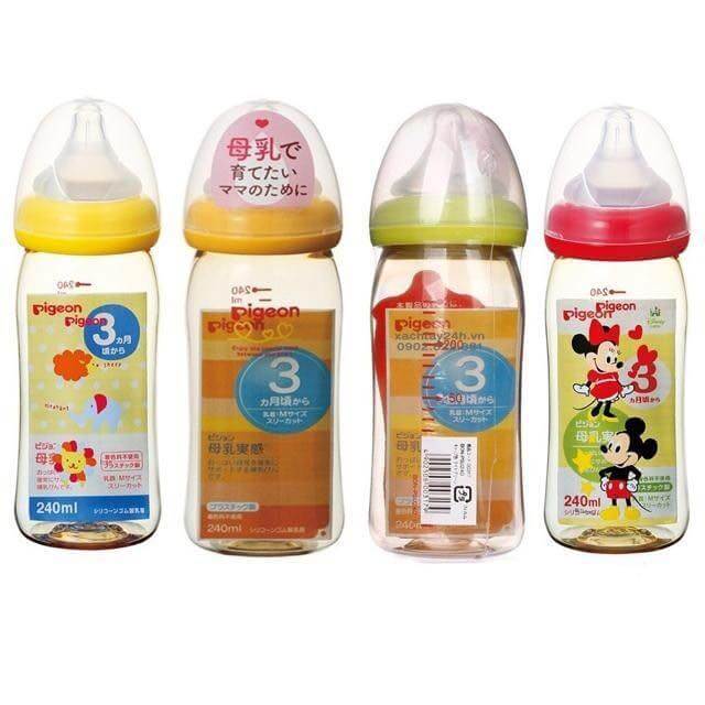 Bình Sữa Pigeon Nội Địa Nhật Cổ Rộng 160ml 240ml