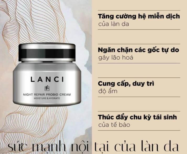 Kem đêm Lanci giúp nuôi dưỡng và tái tạo làn da hiệu quả