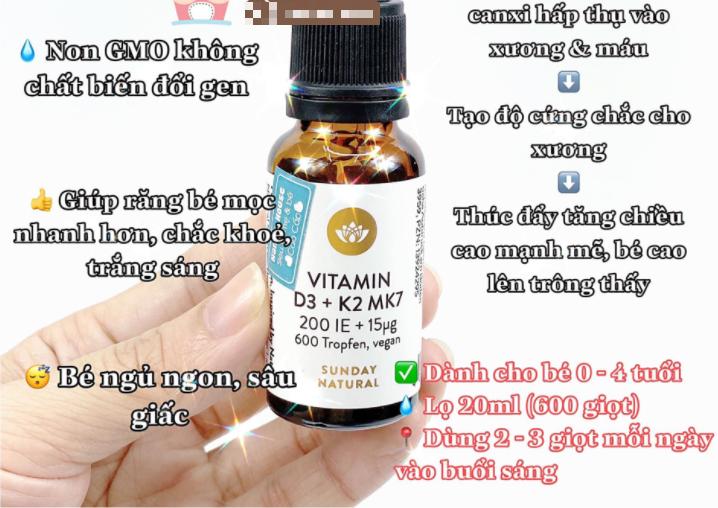 Công dụng của D3 K2 cho trẻ sơ sinh