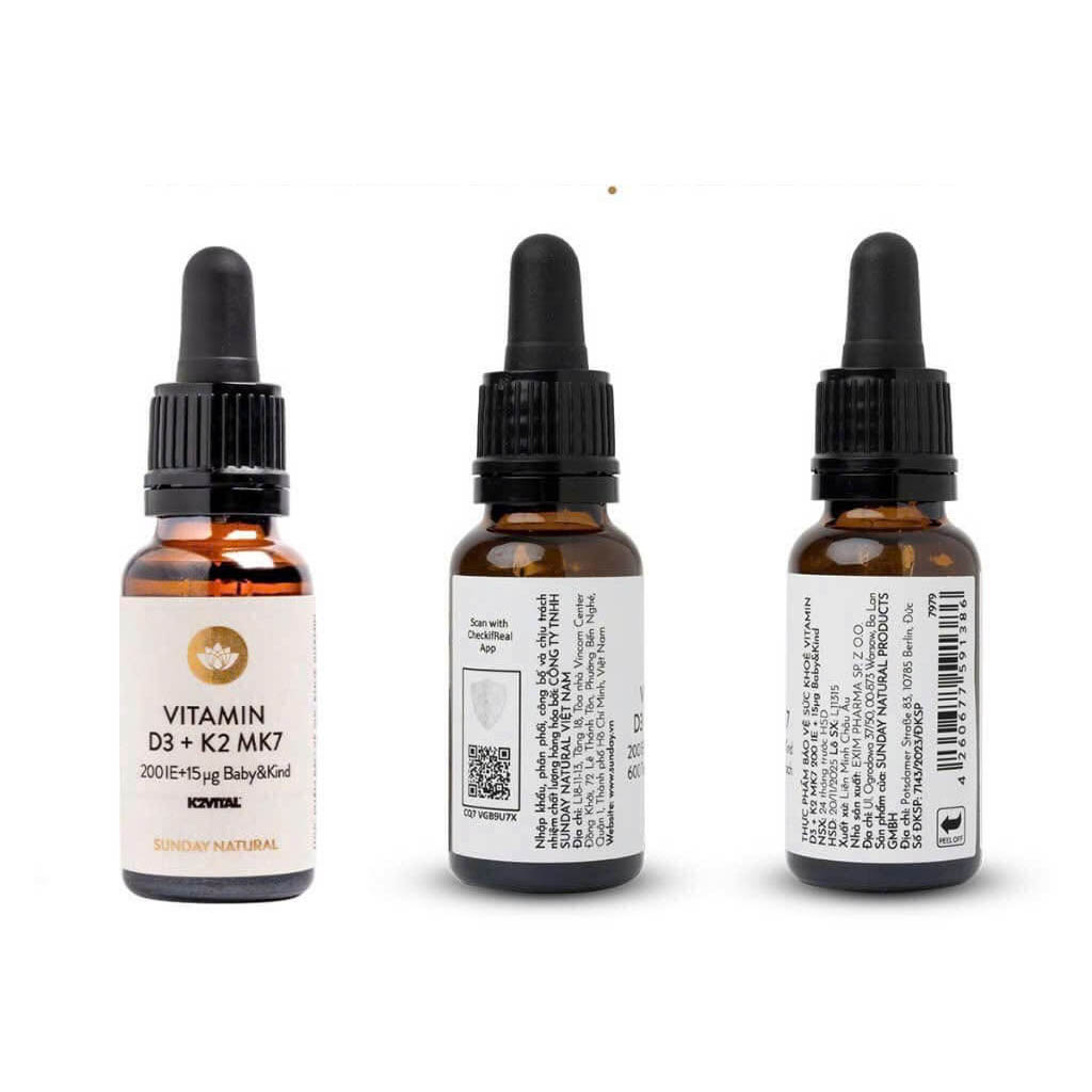 Vitamin D3 K2 MK7 Của Đức Sunday Natural mẫu mới