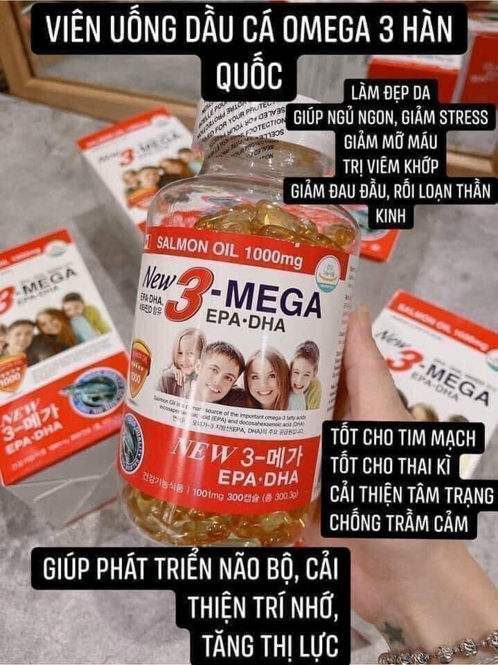 Công dụng của dầu cá New 3 Mega EPA DHA 1000 Hàn Quốc