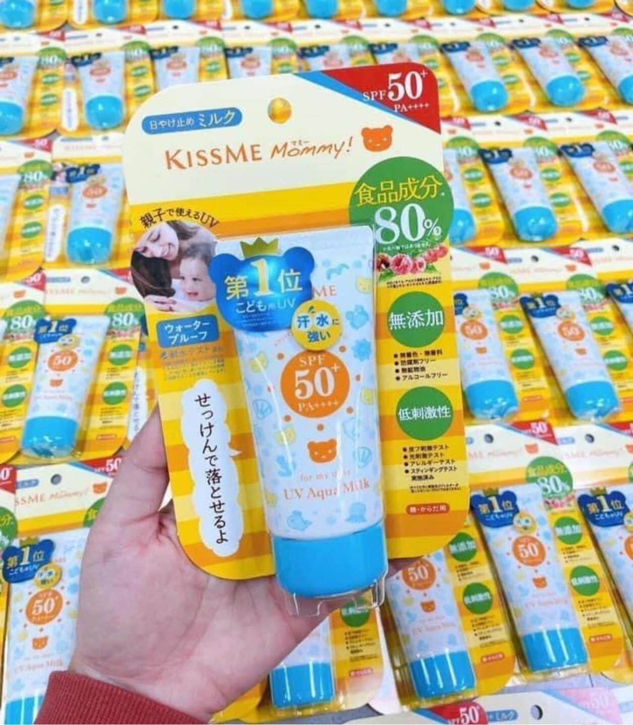 Kem chống nắng Kiss Me Mommy UV Aqua Milk Waterproof Sunscreen SPF 50+