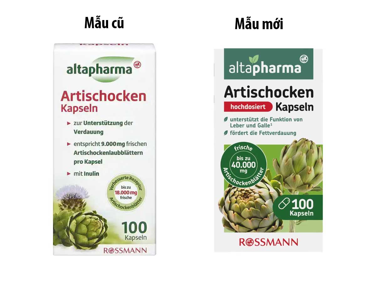 Bổ Gan Artischocken Kapseln Altapharma Đức 100 Viên mẫu mới