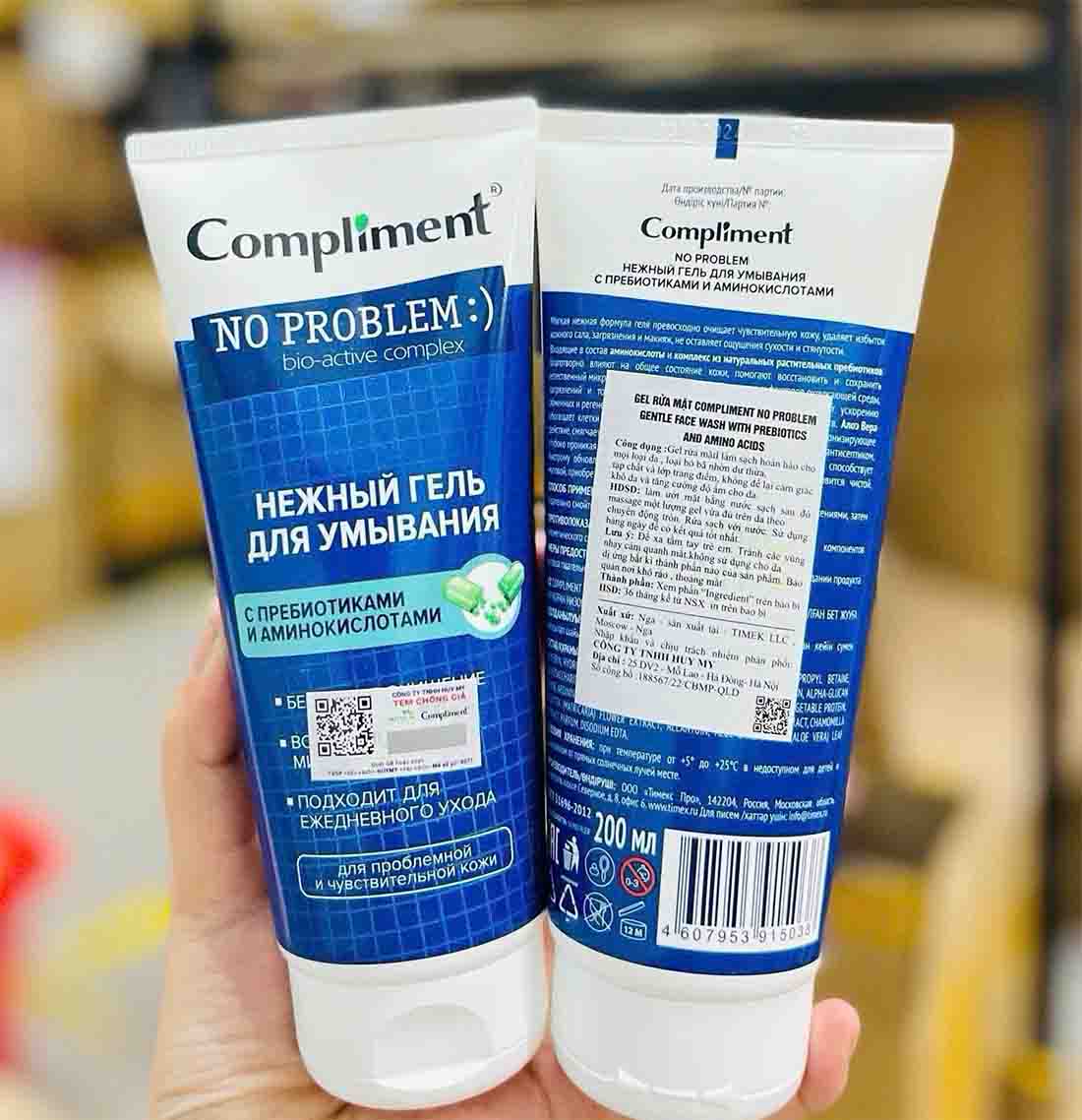 Gel rửa mặt Compliment Prebiotics và Axit Amin(vạch xanh ngọc)