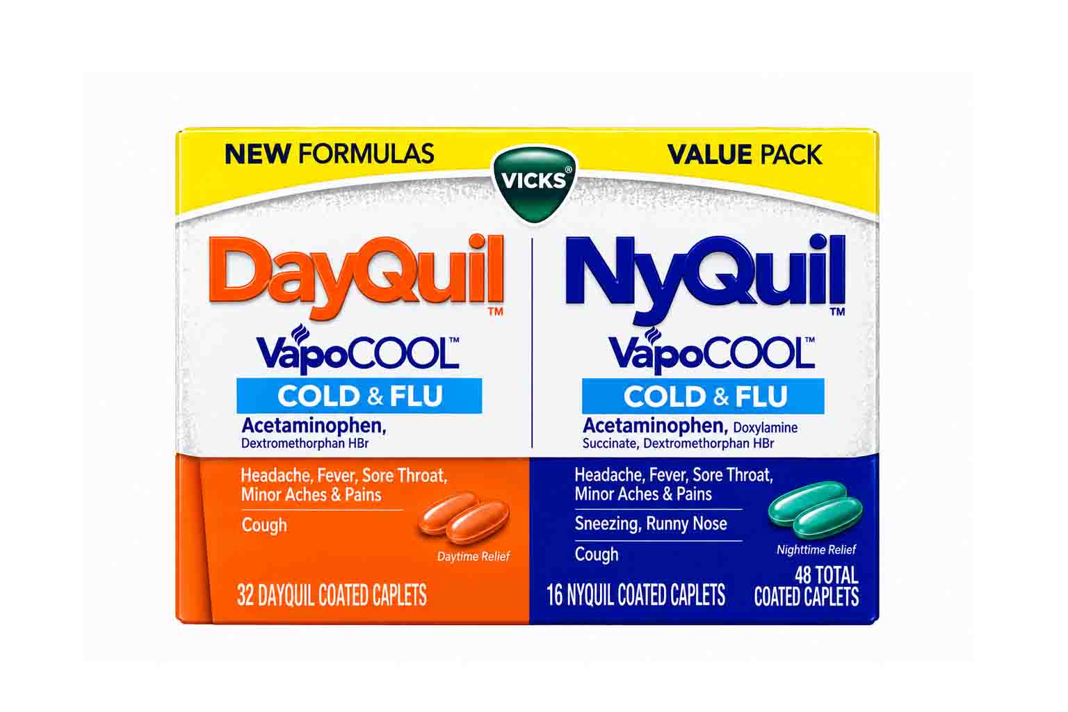 Viên uống hỗ trợ giảm ho, cảm cúm Dayquil Nyquil Severe Cold & Flu