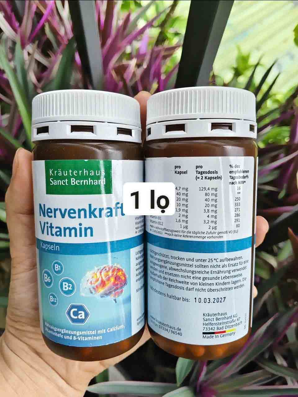 Viên uống bổ thần kinh Nervenkraft Vitamin Kapseln 180 viên mẫu mới