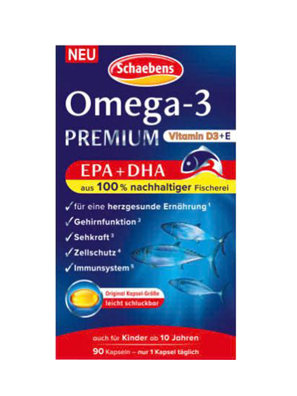 Viên uống Schaebens Omega 3 Premium Vitamin E Đức 90 viên