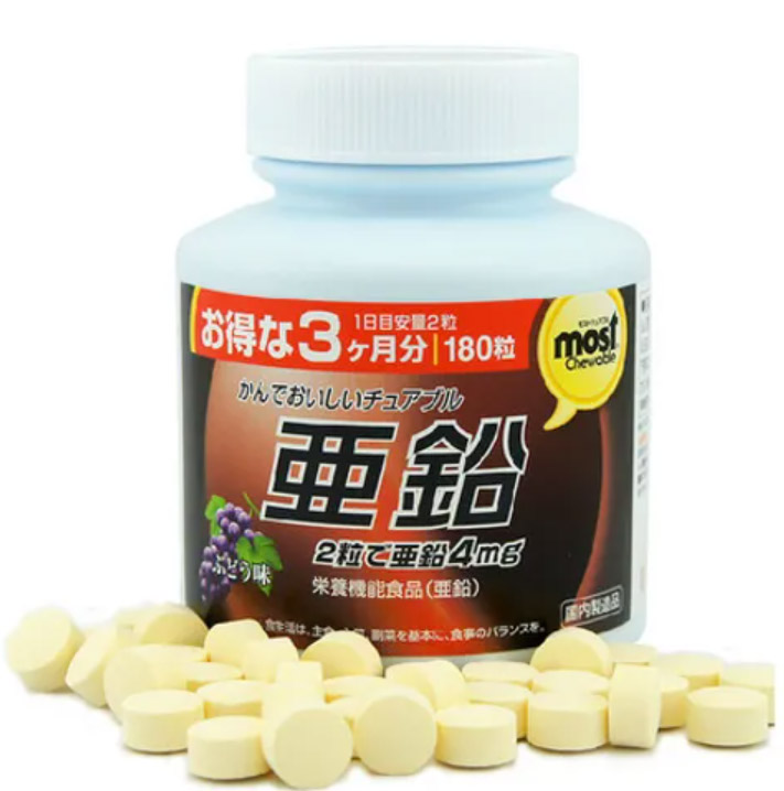 Viên nhai bổ sung Kẽm Orihiro vị nho 180 viên