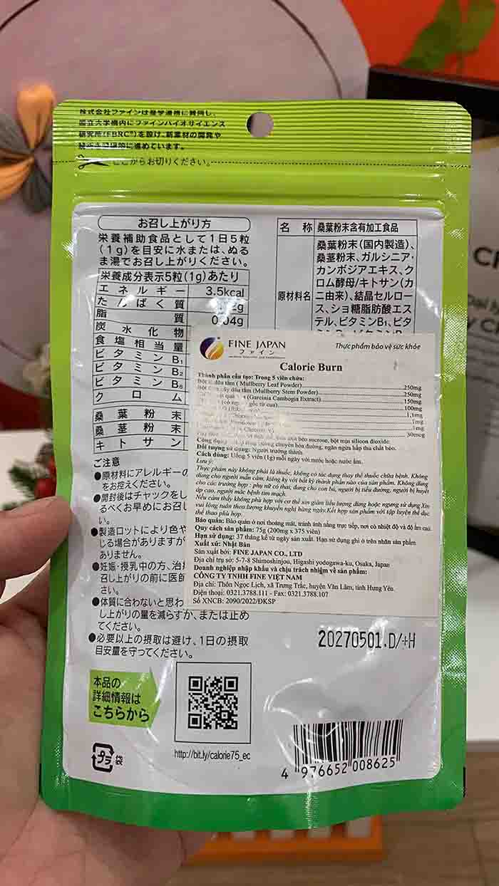viên hỗ trợ giảm hấp thụ calories fine japan