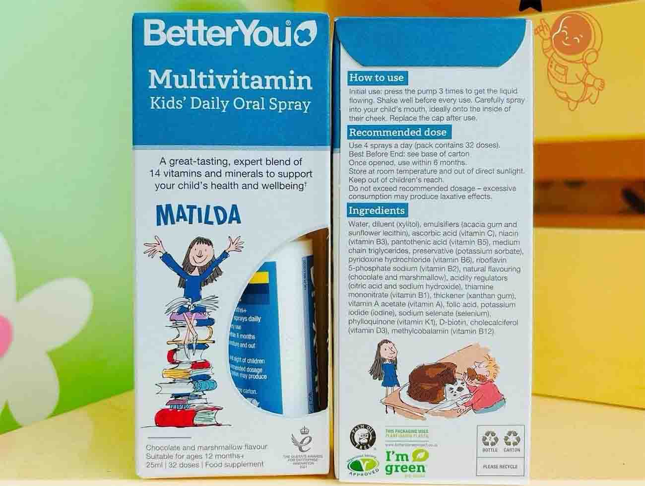 Xịt vitamin tổng hợp Betteryou Multivitamin Kids Daily Oral Spray