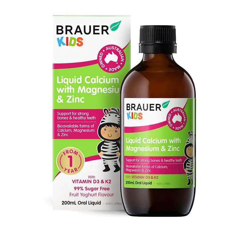 Siro hỗ trợ xương răng Brauer Liquid Calcium With Magnesium & Zinc
