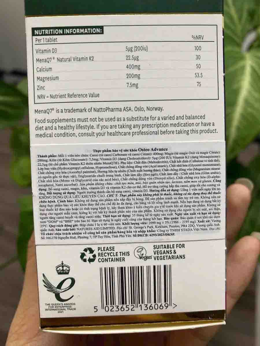 bổ xương khớp Osteo Advance Natures Aid