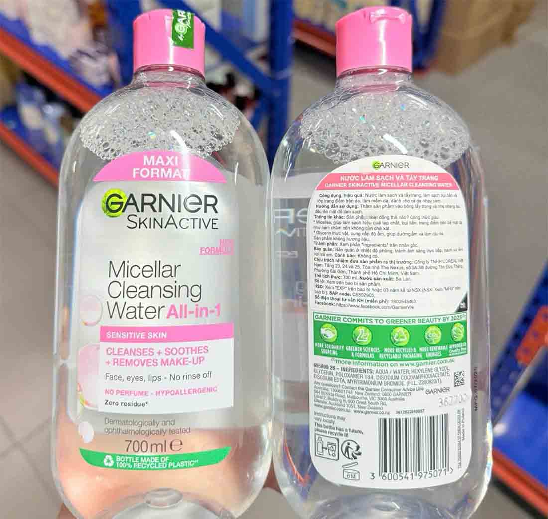 Nước tẩy trang Garnier hồng Garnier màu hồng 700ml