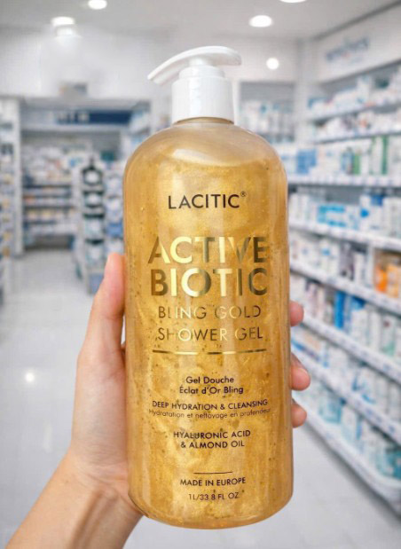 sữa tắm lacitic active biotic bling gold shower gel