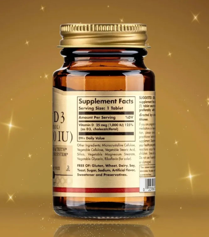 Viên uống hỗ trợ xương, răng Solgar Vitamin D3 1000iu