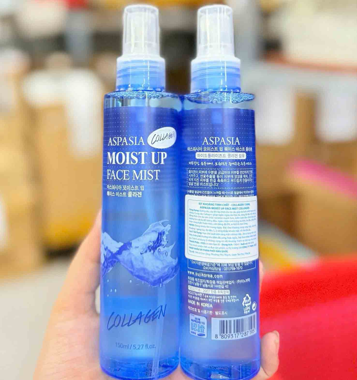 Aspasia Moist Up Face Mist Collagen (màu xanh dương)