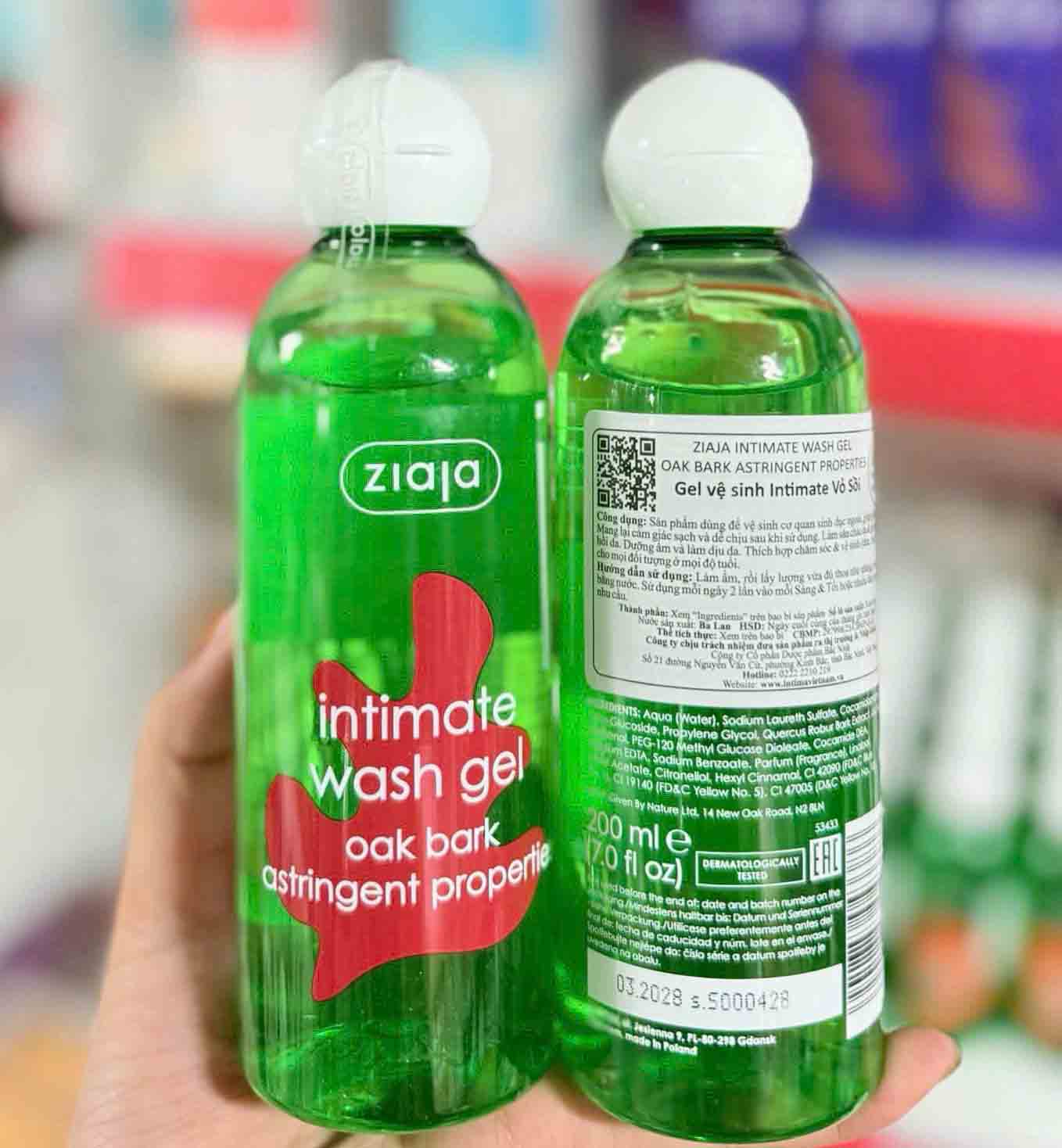 dung dịch vệ sinh ziaja intimate vỏ sồi