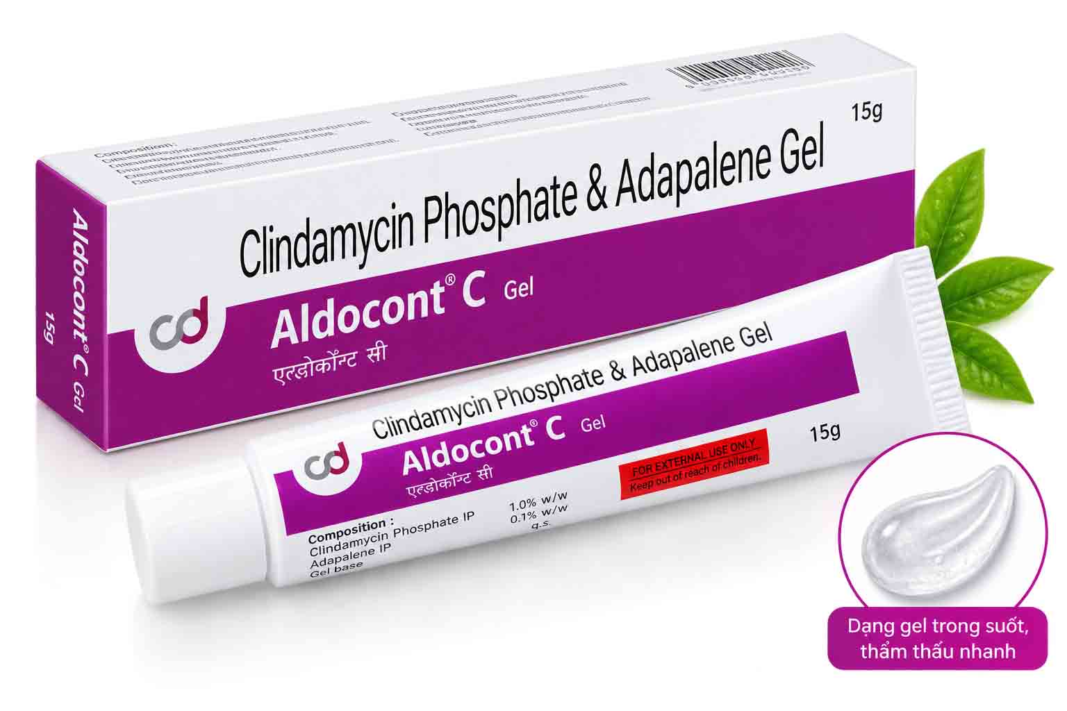 Gel hỗ trợ giảm mụn Aldocont C Gel Contiderma 15g