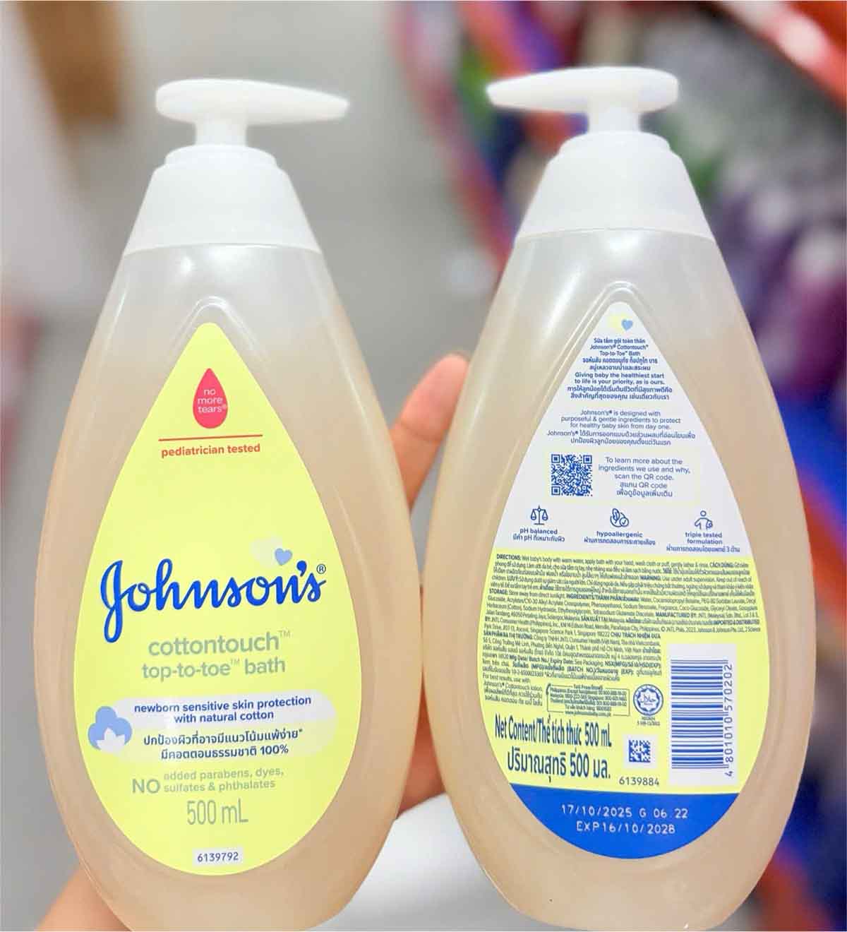 Sữa tắm gội toàn thân Johnson Baby Cotton Touch 500ml